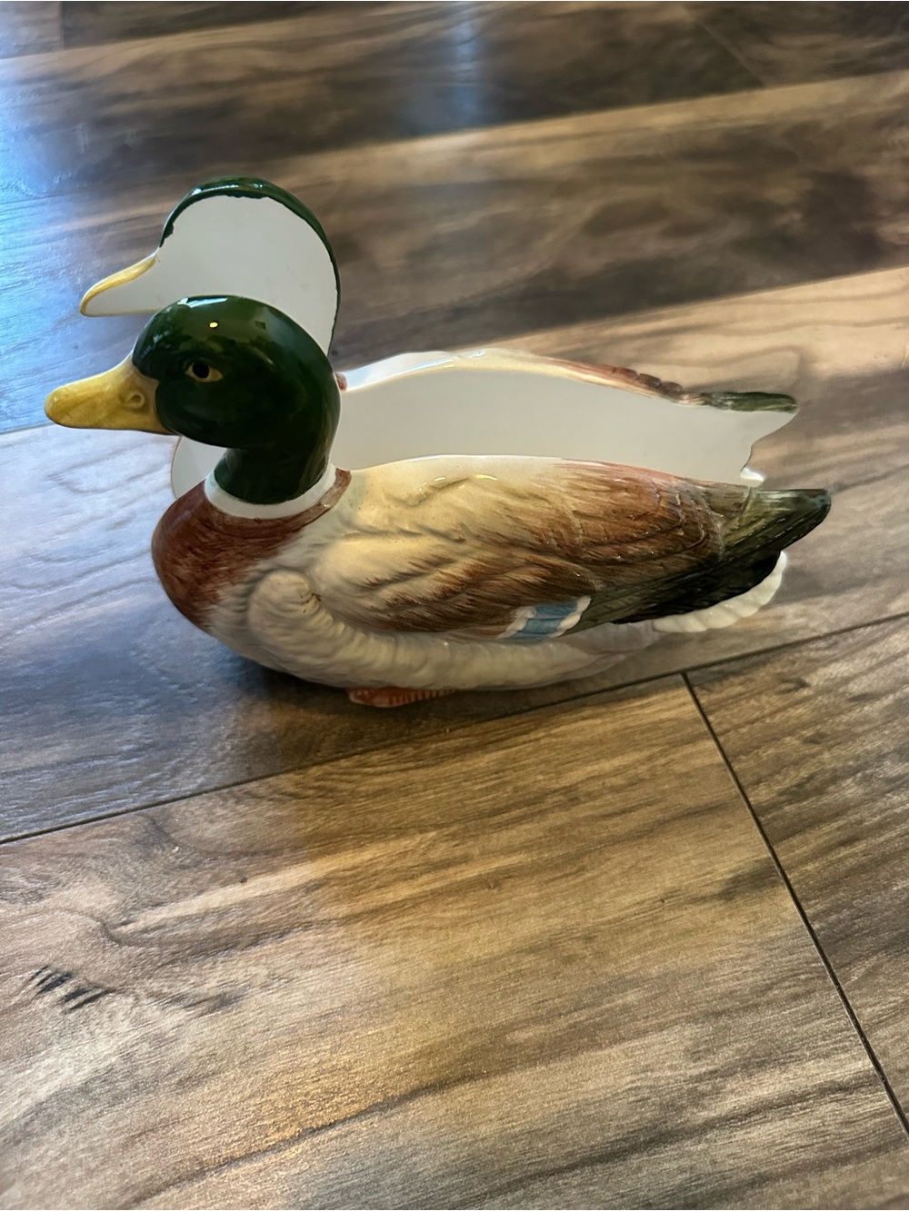 Otagiri Mallard Duck Ceramic Napkin Holder in Green and Brown